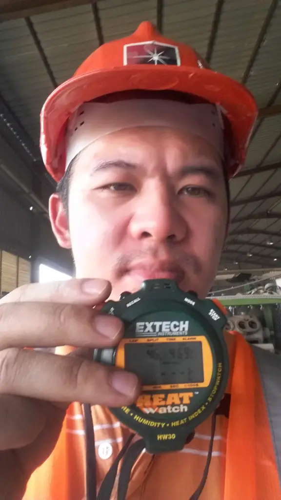 Me during my on-site job exposed to a 46.9 deg C environment