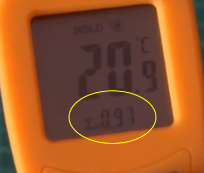 IR thermometer emissivity value