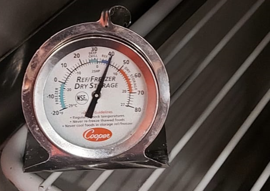 a refrigerator thermometer 